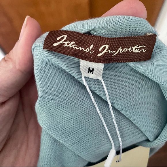 Island Importer Top Medium Pebble Blue Bangkok Jersey Rayon NWT - Picture 13 of 16